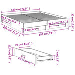 vidaXL Cadre de lit avec tiroirs sans matelas chêne fumé 180x200 cm