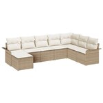 vidaXL Ensemble de canapé de jardin 8 Pièces Beige Poly rotin