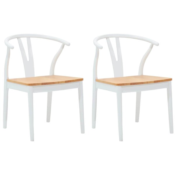 vidaXL Chaise de salle à manger 2 Pièces Blanc et Naturel