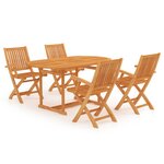 vidaXL Ensemble à manger de jardin 5 Pièces Bois de teck massif