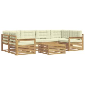 vidaXL Ensemble de canapés d'extérieur 7 pc Blanc et crème Polyester