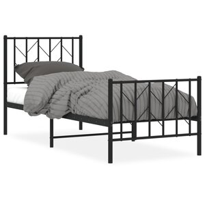 vidaXL Cadre de lit métal sans matelas avec pied de lit noir 75x190 cm