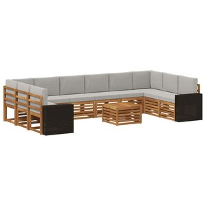 vidaXL Ensemble de canapés d'extérieur 11 Pièces Naturel et gris clair