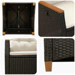 vidaXL Chaise de jardin inclinable Noir et Crème 64 x 57 5 x 112 cm