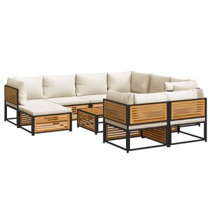 vidaXL Salon de jardin avec coussins 10 Pièces bois d'acacia solide