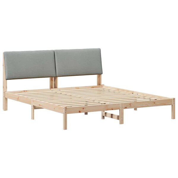 vidaXL Cadre de lit avec tête de lit Marron et gris clair 200 x 200 cm