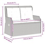 vidaXL Banc inclinable de jardin avec coussins marron résine tressée