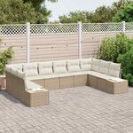 vidaXL Ensemble de canapé de jardin 10 Pièces Beige polyrotin