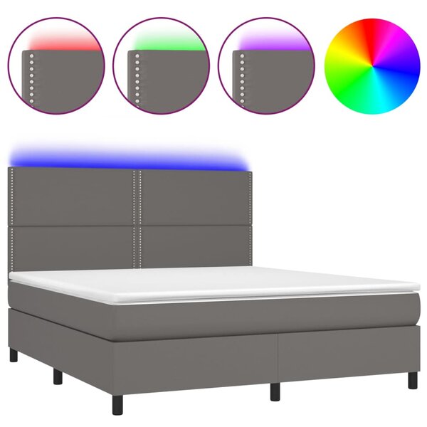 vidaXL Sommier à lattes de lit avec matelas et LED Gris 180x200 cm