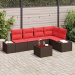 vidaXL Ensemble de canapé de jardin avec coussin 6 Pièces Marron et rouge