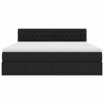 vidaXL Lit de rangement LED avec matelas Noir 180 x 200 cm Tissu