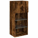 vidaXL Meuble TV avec lumières LED chêne fumé 40 5x30x90 cm
