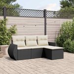 vidaXL Salon de jardin 4 Pièces avec coussins noir résine tressée