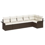 vidaXL Ensemble de Canapés de Jardin 6 Pièces avec Coussins Marron Rattan Poly