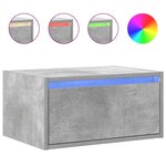 vidaXL Tables de chevet murales avec lumières LED 2 Pièces gris béton
