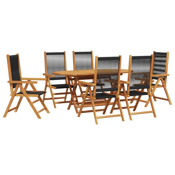 vidaXL Ensemble de Salle à Manger de Jardin 7 Pièces - Bois d'Acacia Noir avec Rattan Synthétique
