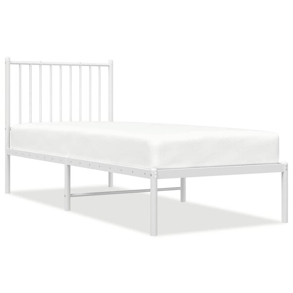 vidaXL Cadre de lit métal sans matelas avec tête de lit blanc 75x190cm