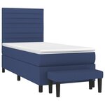 vidaXL Sommier à lattes de lit avec matelas Bleu 90x190 cm Tissu