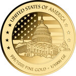 Pièce de monnaie en Or g 0.031 (1/1000 oz) Millésime  DONALD TRUMP 1/1000