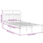 vidaXL Cadre de lit métal sans matelas avec tête de lit noir 120x190cm