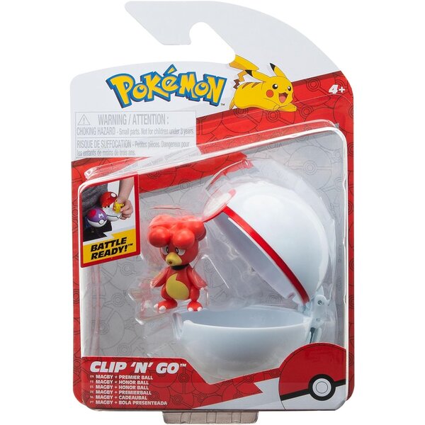 Jazwares PKW3139 - Clip'n'Go - Poké Balls Magby & Poké Ball