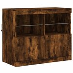 vidaXL Buffet avec lumières LED chêne fumé 81x37x67 cm