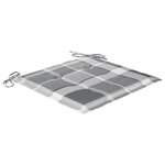 vidaXL Chaises de jardin coussins à carreaux gris lot de 4 Teck massif
