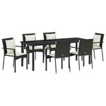 vidaXL Ensemble de salle à manger de jardin 7 pièces avec coussins en poly rattan noir