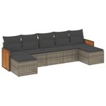 vidaXL Salon de jardin avec coussins 7 Pièces gris résine tressée