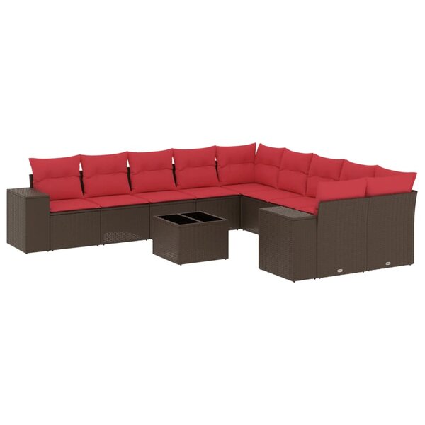 vidaXL Salon de jardin et coussins 11 Pièces marron résine tressée