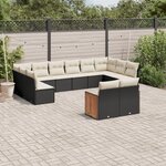 vidaXL Salon de jardin 12 Pièces avec coussins noir résine tressée
