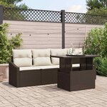 vidaXL Ensemble de canapé de jardin 5 Pièces Marron Poly rotin