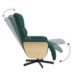 vidaXL Fauteuil inclinable de massage et repose-pieds vert foncé tissu