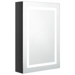vidaXL Armoire de salle de bain à miroir LED noir brillant 50x13x70 cm