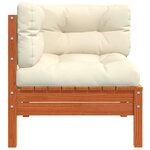 vidaXL Canapé d'angle de jardin coussins 2 Pièces cire marron pin massif