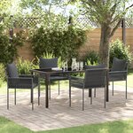 vidaXL Ensemble de 5 pièces de salle à manger de jardin avec coussins noir en rotin poly