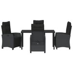 vidaXL Set de 5 pièces de salle à manger de jardin Noir Poly Rotin