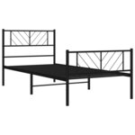 vidaXL Cadre de lit métal sans matelas avec pied de lit noir 75x190 cm