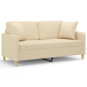 vidaXL Canapé 2 places avec oreillers décoratifs crème 140 cm tissu