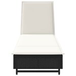 vidaXL Chaise longue avec roues et coussin noir résine tressée