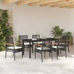 vidaXL Ensemble de salle à manger pour jardin 7 Pièces Noir polyrotin