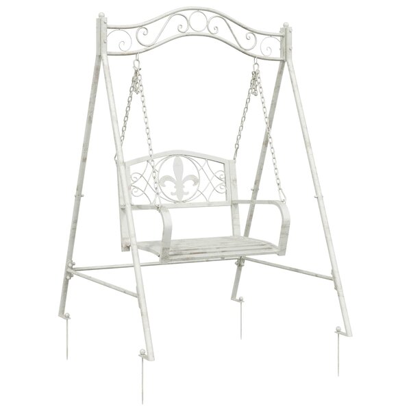 vidaXL Banc Balançoire Acier 113 x 121 5 x 168 cm Blanc antique