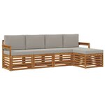 vidaXL Ensemble de canapés d'extérieur 5 Pièces Gris Naturel et Clair