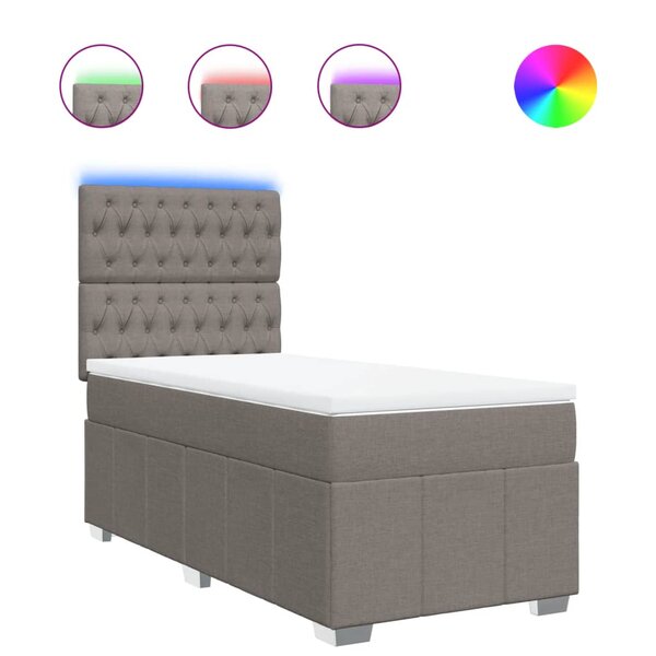 vidaXL Sommier à lattes de lit avec matelas Taupe 100x200 cm Tissu