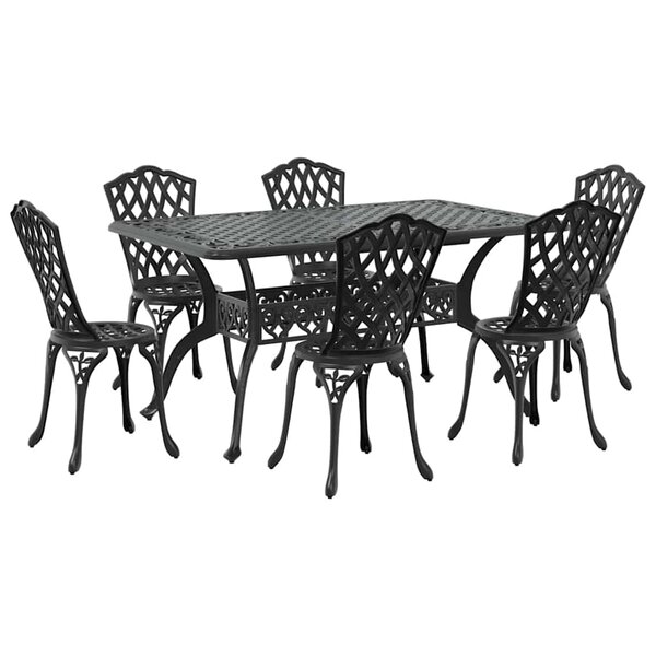 vidaXL Ensemble de salle à manger pour jardin 7 Pièces Noir Aluminium