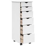 vidaXL Cabinet roulant 34 x 39 x 93 5 cm Bois de Pin Massif Blanc