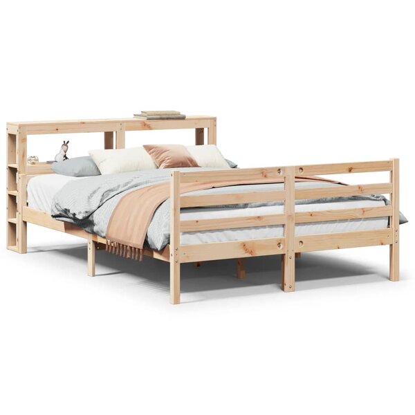 vidaXL Cadre de lit avec tête de lit blanc 160x200 cm bois pin massif