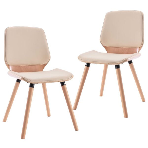 vidaXL Chaises à manger lot de 2 crème similicuir