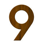 Numéro 9-Numéro adhésif pour boîtes aux lettres - Vinyle épais texturé, hauteur 50 mm - Bois Miel