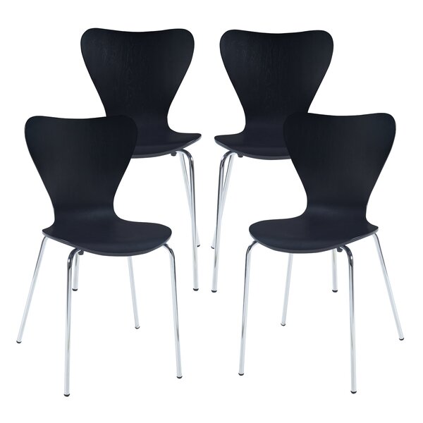 Lot de 4 chaises de salle à manger moderne design robuste noir / chrome 03_0009814